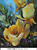 Yellow Tulips-1, Oil on Canvas